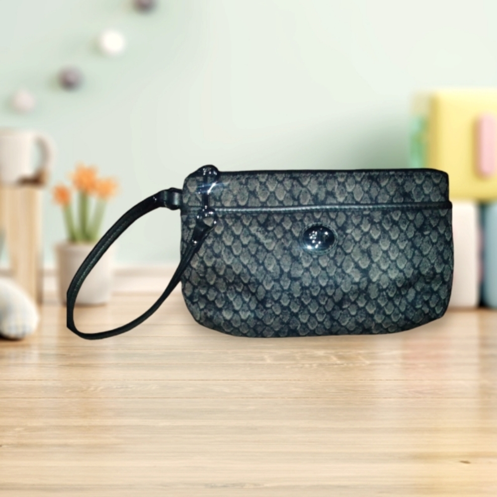 Coach GUC, Black and grey silky material wristlet.